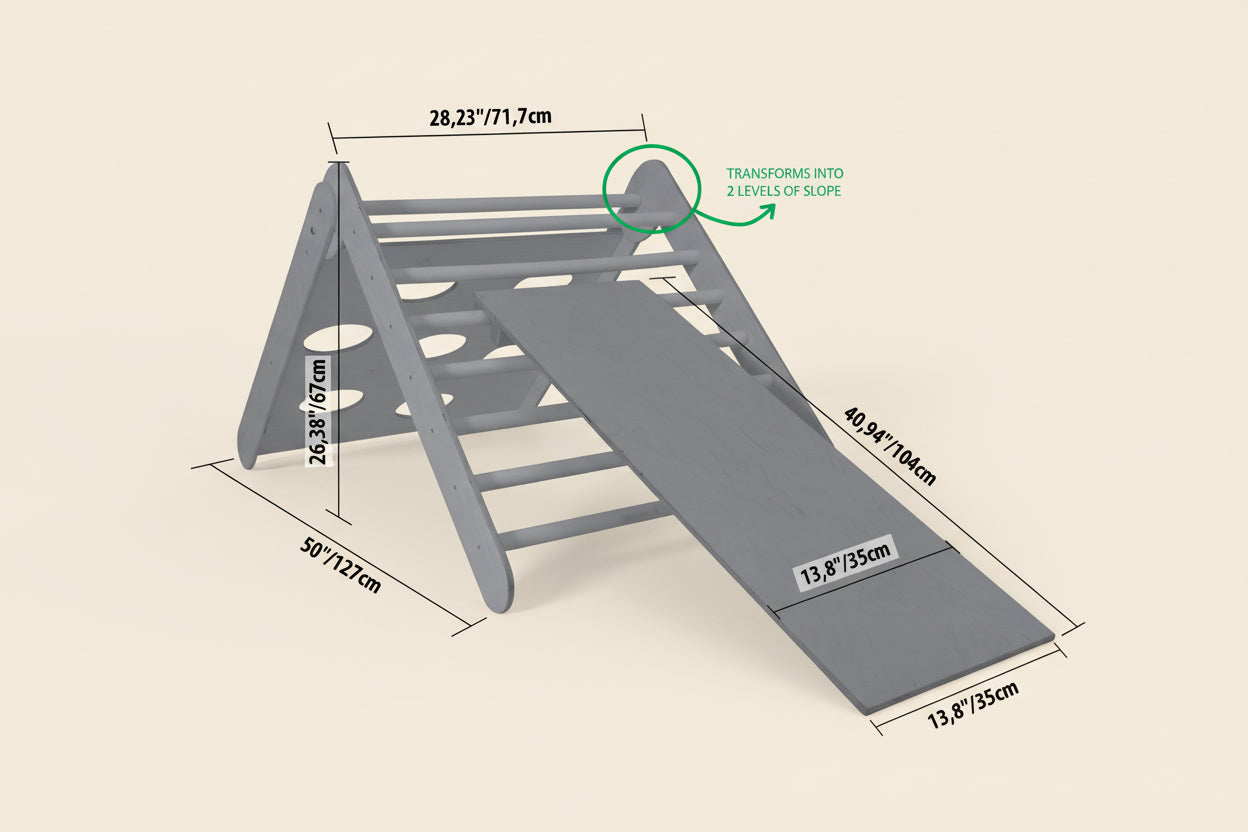 2-in-1 Montessori Climbing Triangle With Ramp
